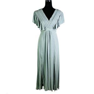Baltic Born Women's Jennifer Deep V-Neck Maxi Dress Sage Size Medium